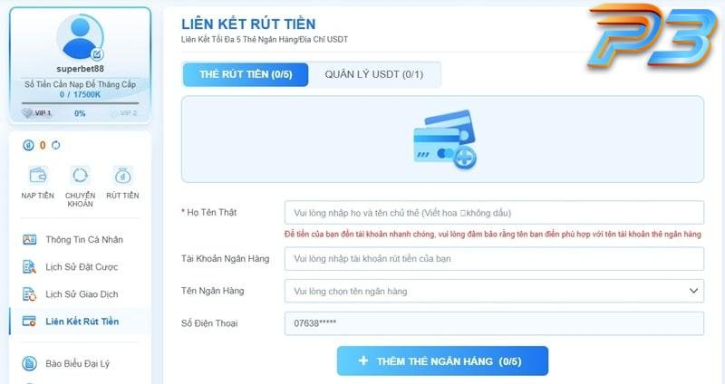 Cách Rút Tiền Nhanh P3: Hướng Dẫn Chi Tiết Từ A-Z 4 Nhà cái P3 liên kết với tất cả hệ thống ngân hàng tại Việt Nam